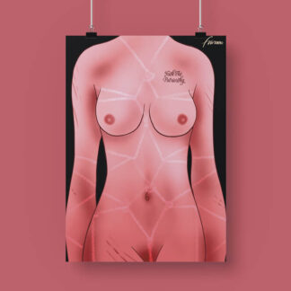 illustrazione di un corpo femminile con i segni delle corde