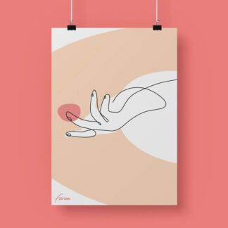 illustrazione di una mano che tocca una forma astratta