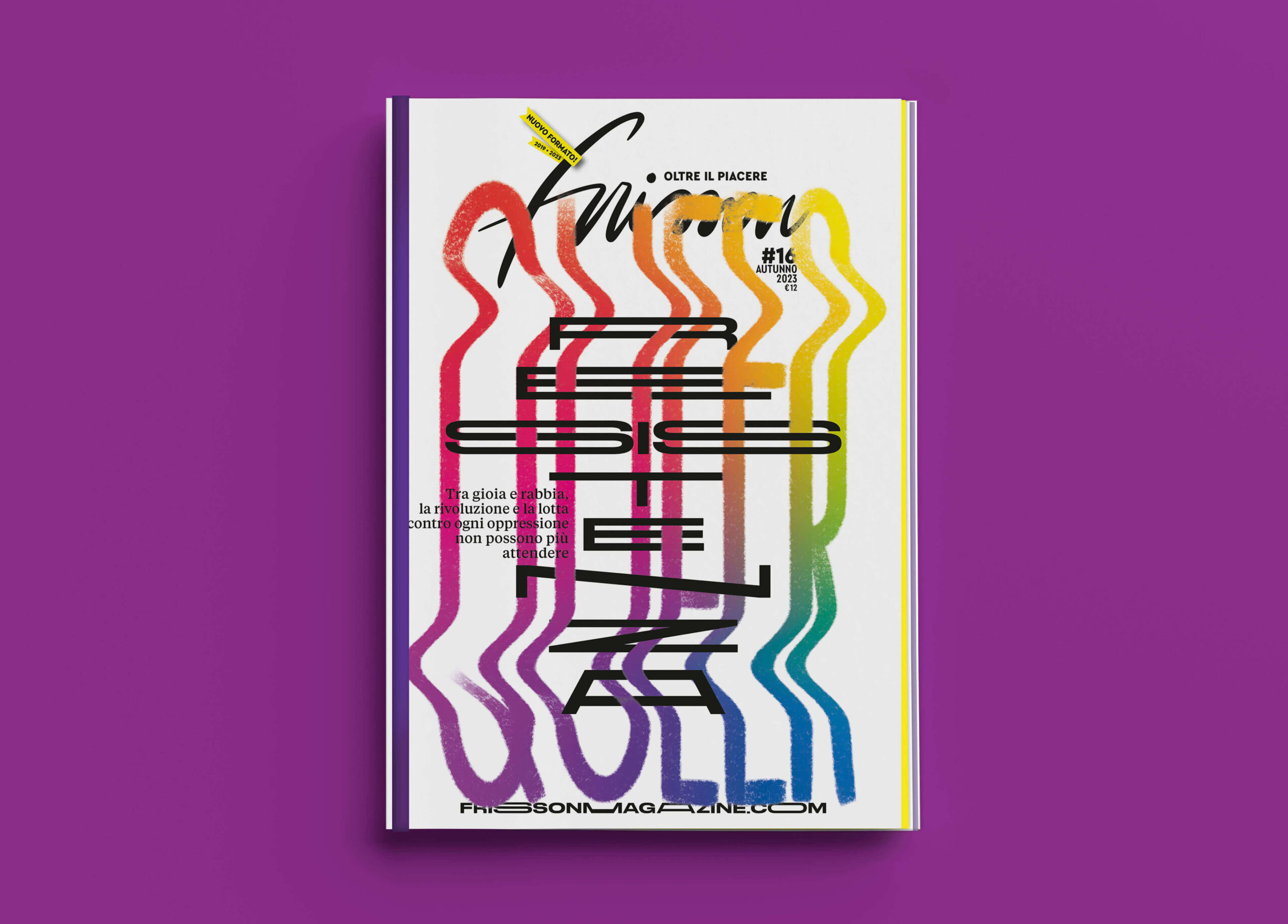 Copertina Frisson n.16 con lettering di resistenza queer